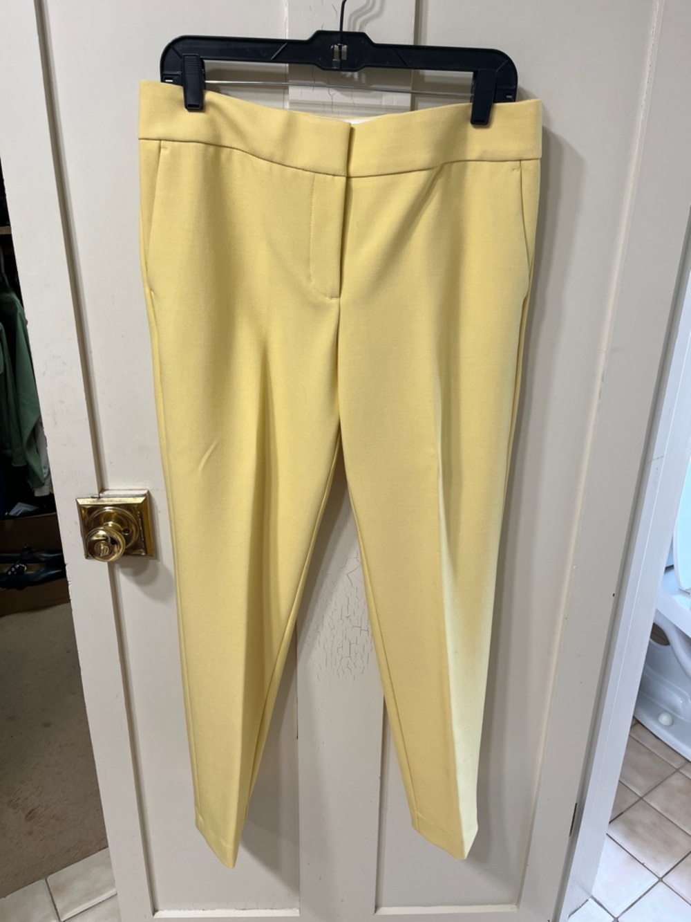 LOFT Pale Yellow Cropped Tailored Pants